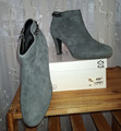 Elegante Nubukleder Ankle Boots Gr. 38 Anthrazit mit Kettendetails