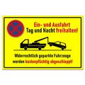 Ein- und Ausfahrt freihalten Schild Abschleppen Signal Gelb 30x20cm