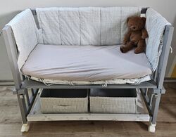 Roba 3-in-1 Stuben- & Beistellbett, Grau inkl. Matratze