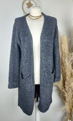 Langer Strick Cardigan Größe M Takko Strickjacke Grau Damenmode Taschen Basic 