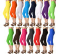 Damen 3/4 Capri Leggings in Neon Farben Leggins Ohne Spitze Übergröße S-5XL Plus