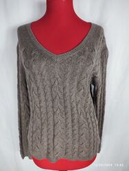 Gabrini Damen Braun Wolle Kaschmir Zopfmuster Pullover Pulli Gr. M UK 12 - 14