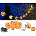 PEARL LED-Lichterkette mit 10 Lampions im Halloween-Kürbis-Look, Timer, IP44