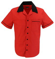 Herren Retro rot Rockabilly Bowlingshirts