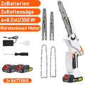 6 Zoll+8 Zoll Mini Akku Kettensäge Bürstenloser Handkettensäge mit 2 Akkus