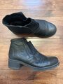 Venezia Damen Schuhe Boots biker Stiefeletten Italy Gr. 38 Leder schwarz