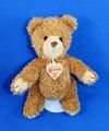 TRUDI Bussi BÄR Teddy braun hellbraun Plüsch Kuschel Holzherz 28 cm groß