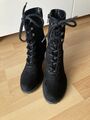 Stiefel Stiefelette Velouroptik schwarz Gr. 36