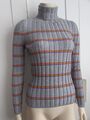 Madeleine Thompson gerippter Pullover Rollhals grau/mehrfarbig gestreift Größe S