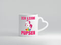 Ich liebe pupsen | Einhorn Pups | lustiger Spruch - Herz Tasse Weiß