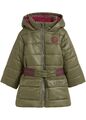 Winterjacke mit Gürtel gefüttert Gr 116/122 Dunkeloliv Violett Mädchen Jacke Neu