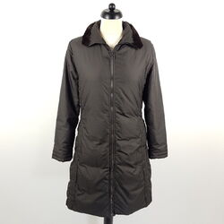 Moncler Daunenmantel Damen Gr. 2 DE 40 Braun Pelz Kragen Daunen-Jacke Parka