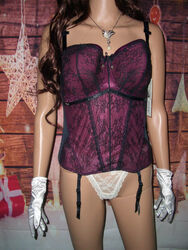 Sündhafte Burlesque Satin Spitzen Straps Corsage Gr. 75 G (FF) rot-schwarz (so67