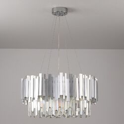 Silber Luxus Kristall Deckenlampe,Moderne LED Wohnzimmer Kronleuchter（Gebraucht）