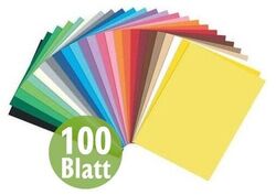 100 x Folia Tonpapier A4 Tonkarton Tonzeichenpapier Bastel 25 Farben sortiert