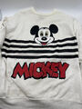 Disney Mickey Mouse Sweatshirt in weiß mit schwarzen Streifen 3D-Mickey Gesicht