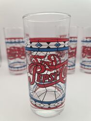 Pepsi Cola 0,3L - 4 Gläser Rarität Tiffany Style Sammeln Selten Glas 