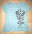 T-Shirt Shirt Oberteil Mädchen S. Oliver Gr. XS hellblau mit Ranken Motiv