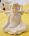 ENGEL Engelchen Putto Putti  YOGA Porzellan Weiß 