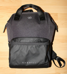 Original Bugatti Herren Business Rucksack Schwarz Anthrazit Laptop Reise Tasche