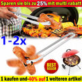 BBQ Grillzange Drehbar 38cm Edelstahl mit Rädchen Grillwurst-Wendezange:Draußen-