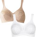 Triumph 2x Allegra BH ohne Bügel Gr. 85-115 Cup B-E weiß beige Unterwäsche Set 