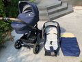 Kinderwagen Hartan VIP GTS, dunkelblau mit Sportaufsatz und Falttasche