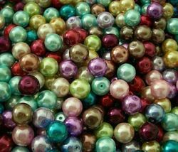 60 Glasperlen 10mm Glänzend Metallic Beads - FARBE WÄHLBAR - Perlen Glas 