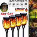 4x Solarleuchte 48LED Garten Beleuchtung Solar Licht Lampe Fackel Leuchte Flamme