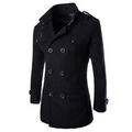 Herren Winter Mantel Lang Trenchcoat Zweireiher Wollmantel Wolljacke Slim Fit