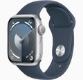 Apple Watch Series 9 GPS 41mm Silber Aluminiumgehäuse mit Sturmblau Sportband 