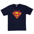 Dad Power T-Shirt für Herren - Superman Logo Vater Shirt Rundhals Oberteil Blau
