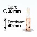 Dochthalter 40x10mm 2x Glasfaserdocht, Wachsfresser Schmelzlicht Fackel draußen