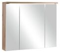 Badschrank Spiegelschrank Bad mit LED Beleuchtung 3-türig Dekor Artisan Eiche