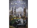 3D Metallbild New York Oldtimer Wanddekoration Wandbild Metall shabby 80x120 cm