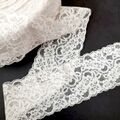 1m elastische Spitzenborte 100x9cm Spitzenband Spitze Lace Polyester Elfenbein 1