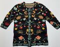 Deerberg Strickjacke Cardigan Gr 52 Pullover Strick Mantel Jacquard Blumen 6956