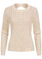 Damen Vero Moda Strickpullover Sweater Cut-Out Rücken birch beige B24010036