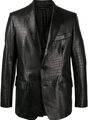 Herren Schwarz Leder Jacke Blazer Echt Krokodil Optik Leder Blazer Coat-64