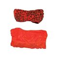 ♡Damen Top Bustier CropTop Oberteil Bauchfrei♡Gr.S, 2er Set Rot, Leopard,spitze