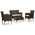 4-tlg. Gartenmöbel Poly Rattan Sitzgruppe Lounge Sofa Sessel Tisch mit Auflagen