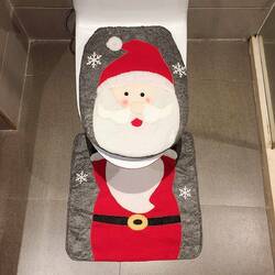 Badgarnitur Vorleger WC Deckel Set Nikolaus Santa Schneemann Elch Weihnachtsdeko