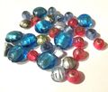 32  Beads Glas - Indische Lampwork Perlen - mit Blattsilber