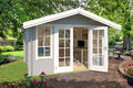 Gartenhaus Blockhaus  Satteldach 28 mm Robin 280 grau 350x300 cm Lasita