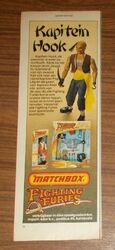 Seltene Werbung Matchbox FIGHTING FURIES Captain Hook & Pegleg 1976