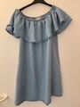 ZARA KLEID Sommerkleid Jeanskleid  Gr. S/ 36 schulterfrei hellblau