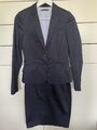 Esprit Damen Kostüm Gr. 32 34 36 XS dunkelblau Rock Blazer Anzug Set Baumwolle