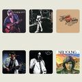 Neil Young 6 Untersetzer Set Ernte Folk Rock Mond Musik Herz aus Gold 