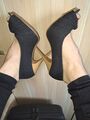 Atemberaubende Peeptoe Highheels schwarz Sammler Liebhaber GR.40