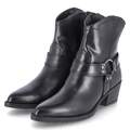 Tamaris Cowboy Boots Westernstiefeletten Schwarz Leder Damen Knöchelriemen